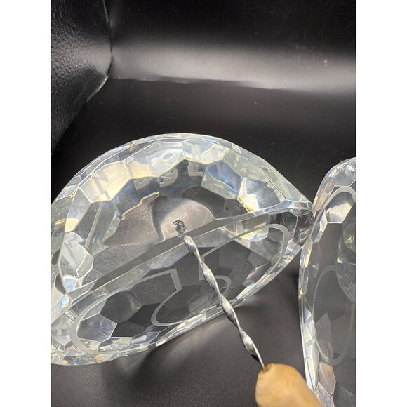 Set Of Two Large Clear Crystal Faceted Half Egg Paperweights - Picture 6 of 9